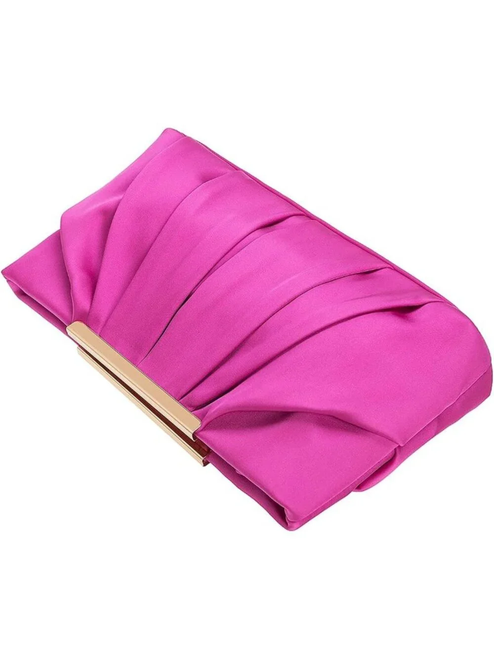 👜Women's Hot Pink Pleated Satin Elegant Evening Clutch Formal Wedding Purse